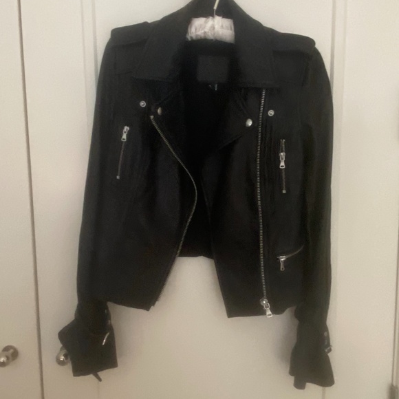 PAIGE black leather biker jacket, xs - Picture 1 of 8